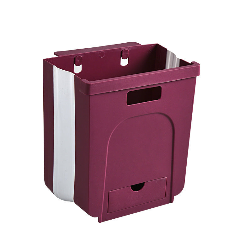 Hanging folding household trash can