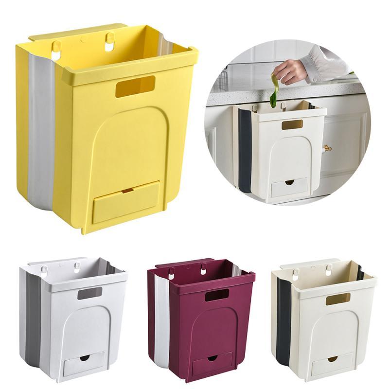 Hanging folding household trash can