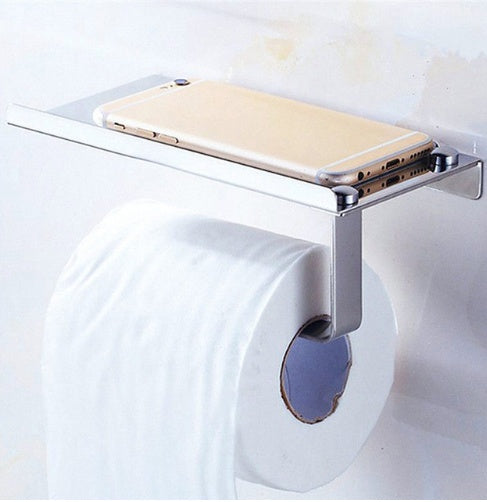 Stainless steel phone towel rack toilet paper holder bathroom accessories creative tissue box thickening